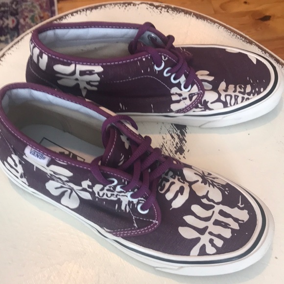 Vans Shoes - Vans plum/floral canvas high tops- 50th anniversary design